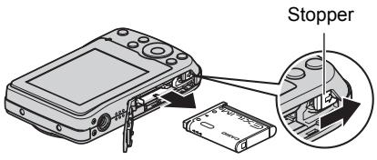CASIO EXILIM EX-Z33 - Open the battery cover and remove the current battery. - 1