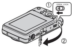 CASIO EXILIM EX-Z33 - Open the battery cover. - 1
