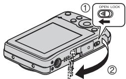 CASIO EXILIM EX-Z33 - Press [ON/OFF] to turn off the camera and then open the battery cover. - 1