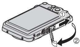 CASIO EXILIM EX-Z330 - Press [ON/OFF] (Power) to turn off the camera and then open the battery cover. - 1
