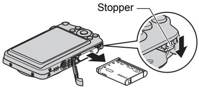 CASIO EXILIM EX-Z330 - Open the battery cover and remove the current battery. - 1