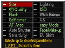 CASIO EXILIM EX-Z330 - Use [▲], [▼], [◀], and [▶] to select an item you want on the Control Panel and then press [SET]. - 1