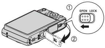 CASIO EXILIM EX-Z400 - Press [ON/OFF] to turn off the camera and then open the battery cover. - 1