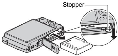 CASIO EXILIM EX-Z400 - Open the battery cover and remove the current battery. - 1