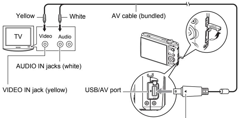 CASIO EXILIM EX-Z400 - Use the AV cable that comes with the camera to connect it to the TV. - 1