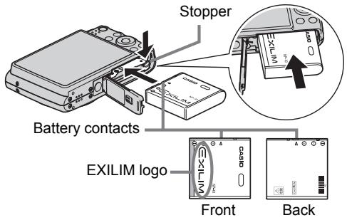 CASIO EXILIM EX-Z400 - Load the battery. - 1
