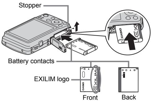 CASIO EXILIM EX-Z550 - Load the battery. - 1