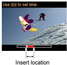 CASIO EXILIM EX-Z550 - If you are inserting a subject into a movie an image will appear on the monitor screen showing the approximate location of the subject in the movie. Use [<] and [> to shift the location to the position you want. After you are finished, press [SET]. - 1