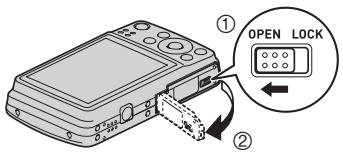 CASIO EXILIM EX-Z550 - Press [ON/OFF] to turn off the camera and then open the battery cover. - 1