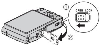 CASIO EXILIM EX-Z650 - Open the battery cover. - 1