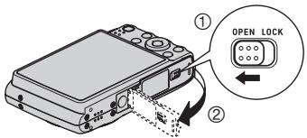 CASIO EXILIM EX-Z650 - Press [ON/OFF] to turn off the camera and then open the battery cover. - 1