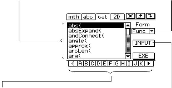 CASIO CLASSPAD 300,  CLASSPAD 330 - - Catalog (cat) keyboard configuration - 1