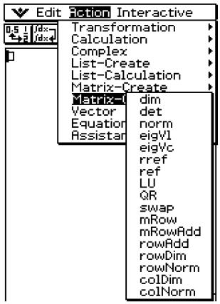 CASIO CLASSPAD 300,  CLASSPAD 330 - Using the Matrix-Calculation Submenu - 1