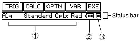 CASIO CLASSPAD 300,  CLASSPAD 330 - Interpreting Status Bar Information - 1