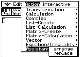 CASIO CLASSPAD 300,  CLASSPAD 330 - Using the Assistant Submenu - 1