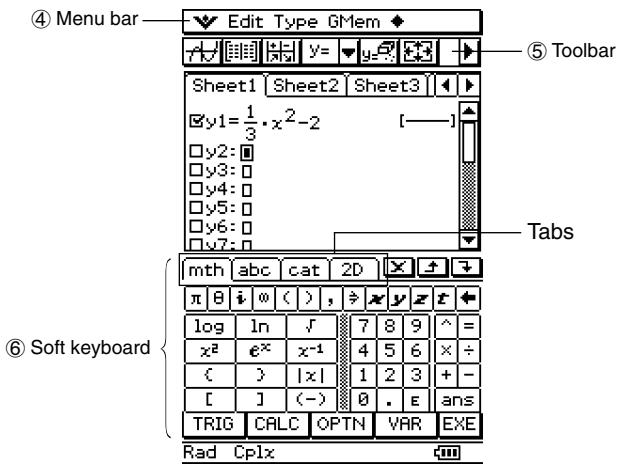 CASIO CLASSPAD 300,  CLASSPAD 330 - On-screen Keys, Menus, and Other Controllers - 1