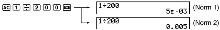 CASIO FX-9860GSD - - To specify the normal display (Norm 1/Norm 2) - 1