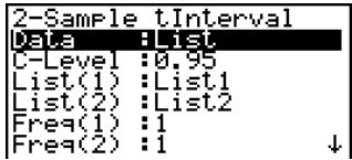CASIO FX-9860GSD - • 2-Sample t Interval - 2