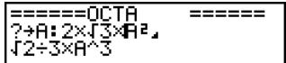 CASIO FX-9860GSD - Example To search for the letter "A" inside the program named OCTA - 5