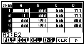 CASIO FX-9860GSD - - To delete an entire line or column of cells - 1