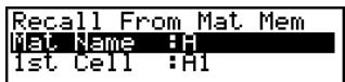 CASIO FX-9860GSD - - To recall data from a Mat Memory to a spreadsheet - 1