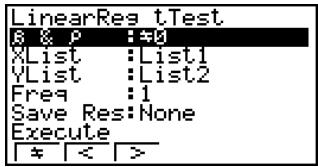 CASIO FX-9860GSD - - LinearReg t Test - 1