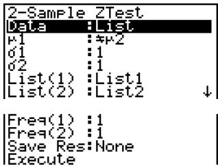CASIO FX-9860GSD - - 2-Sample Z Test - 1