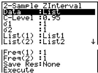 CASIO FX-9860GSD - • 2-Sample Z Interval - 1