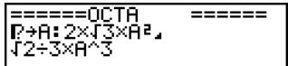 CASIO FX-9860GSD - Example To search for the letter "A" inside the program named OCTA - 2