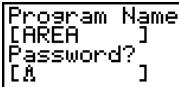 CASIO FX-9860GSD - Example To recall the file named AREA which is protected by the password CASIO - 1