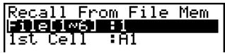 CASIO FX-9860GSD - - To recall data from a File Memory to a spreadsheet - 1