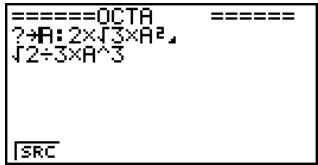 CASIO FX-9860GSD - Example To search for the letter "A" inside the program named OCTA - 4
