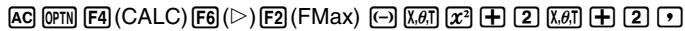CASIO FX-9860GSD - Example 2 To determine the maximum value for the interval defined by start point a = 0 and end point b = 3, with a precision of n = 6 for the function y = -x^2 + 2x + 2 - 1