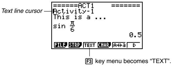 CASIO FX-9860GSD - - To change the current line into a text line - 1