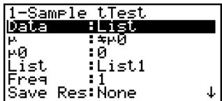 CASIO FX-9860GSD - • 1-Sample t Test - 1