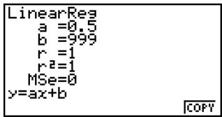 CASIO FX-9860GSD - - Regression Formula Copy Function from a Regression Calculation Result Screen - 1