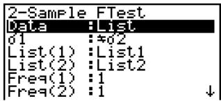CASIO FX-9860GSD - ■ 2-Sample F Test - 1