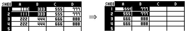 CASIO FX-9860GSD - - To delete an entire line or column of cells - 6