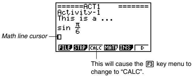 CASIO FX-9860GSD - - To change the current line into a math line - 1