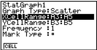 CASIO FX-9860GSD - - To change the XCellRange and YCellRange settings manually - 1