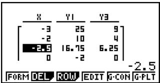 CASIO FX-9860GSD - - To change variable values in a table - 5