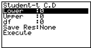 CASIO FX-9860GSD - - Student- t Distribution Probability - 1