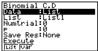 CASIO FX-9860GSD - - Binomial Cumulative Density - 1