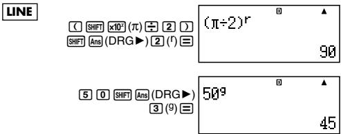 CASIO FX-350ES - ■ Converting an Input Value to the Calculator's Default Angle Unit - 2