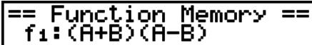 CASIO FX-7400GII - Example To store the function (A+B) (A-B) as function memory number 1 - 4