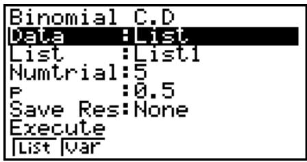 CASIO FX-7400GII - • Binomial Cumulative Distribution - 1