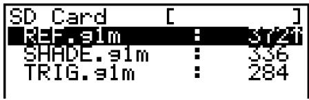 CASIO FX-7400GII - Example To search for all files in the SD card whose names begin with the letter "R" - 1
