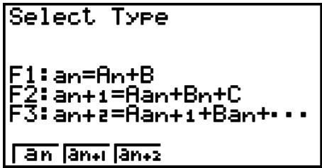 CASIO FX-7400GII - ■ Generating a Number Table from a Recursion Formula - 1