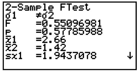 CASIO FX-7400GII - ■ 2-Sample F Test - 3