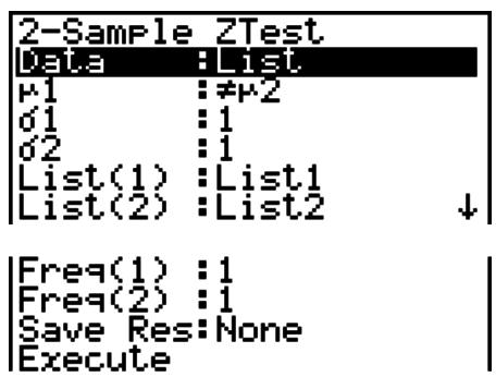 CASIO FX-7400GII - • 2-Sample Z Test - 1